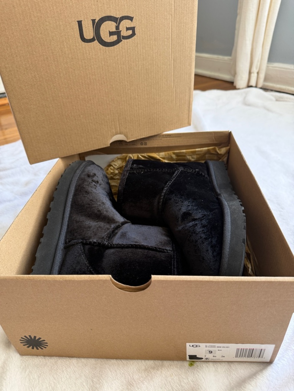 UGG Velvet Mini Booties in Black